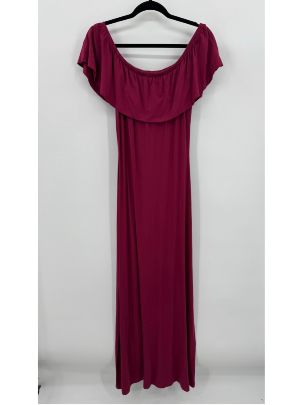 ModCloth Burgundy Maxi Dress Off Shoulder Ruffle Top Knit Size Medium